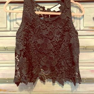 Black crochet crop tank
